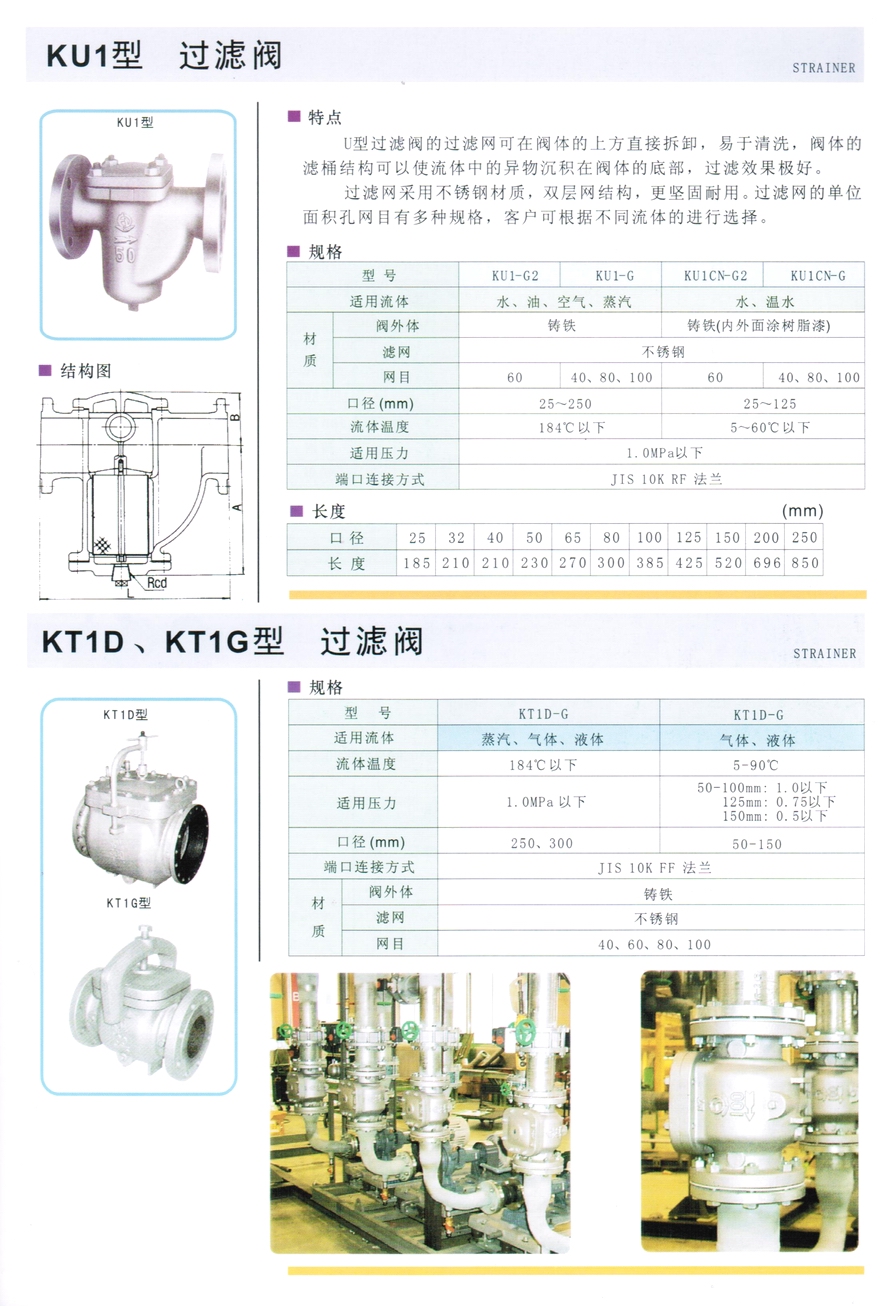 KT1D型蒸汽、氣體、液體過(guò)濾器